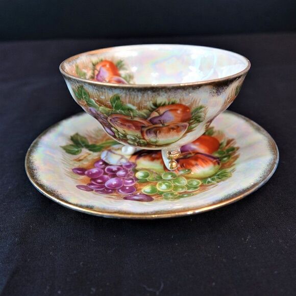 Lusterware Footed Cup and Saucer Vintage Japan - Picture 1 of 5